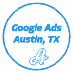 Google Ads Austin, TX badge with stylized Ad Insight A logo in a blue circle representing local PPC advertising services.