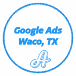 Google Ads Waco, TX badge with Ad Insight logo in blue circle for local PPC services.