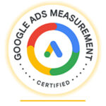 Google Ads Measurement Certified badge with Google multicolor circle and Ads icon representing campaign tracking and performance expertise.